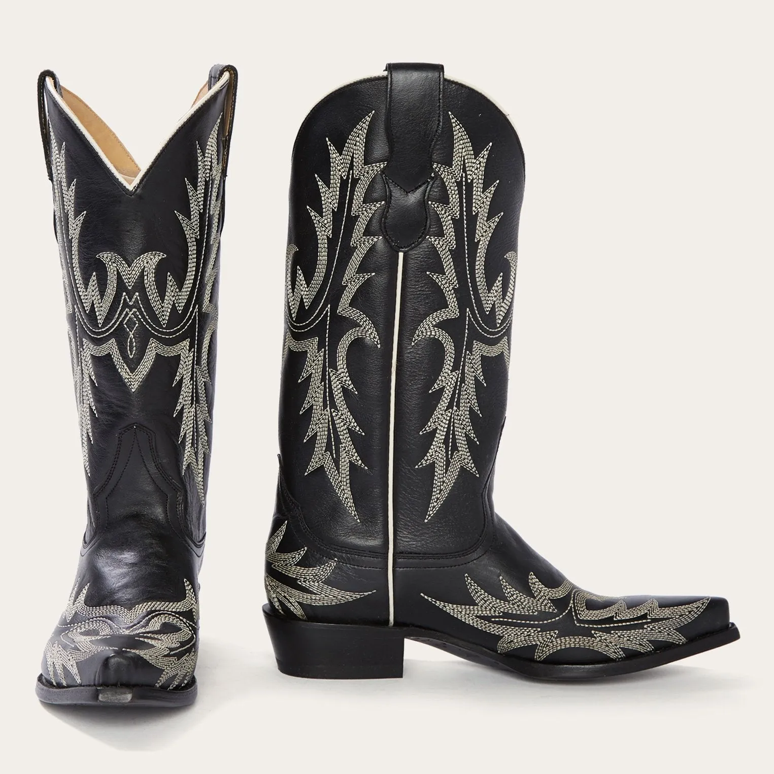 Tina Black & White Flame Embroidered Cowboy Boot -STETSON
