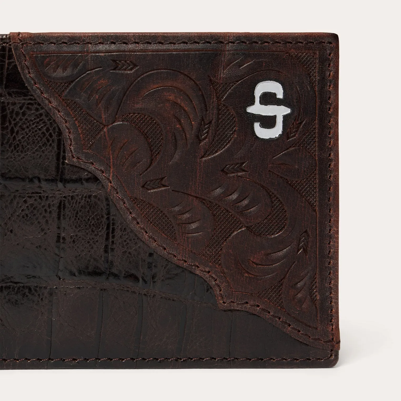 Tooled Embossed Croco Bi-Fold Wallet -STETSON