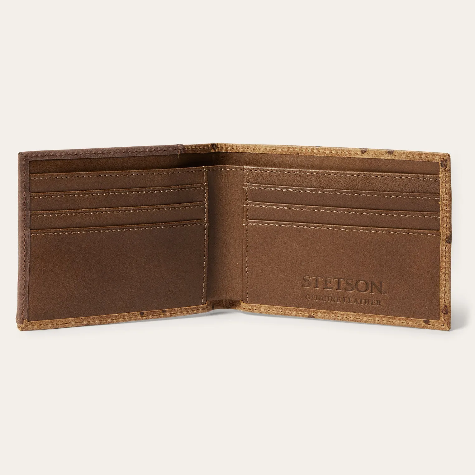 Tooled Embossed Ostrich Bi-Fold Wallet -STETSON