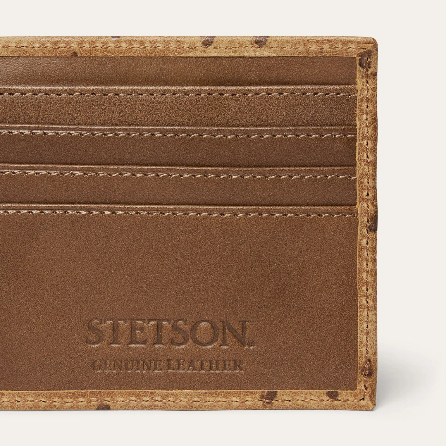 Tooled Embossed Ostrich Bi-Fold Wallet -STETSON