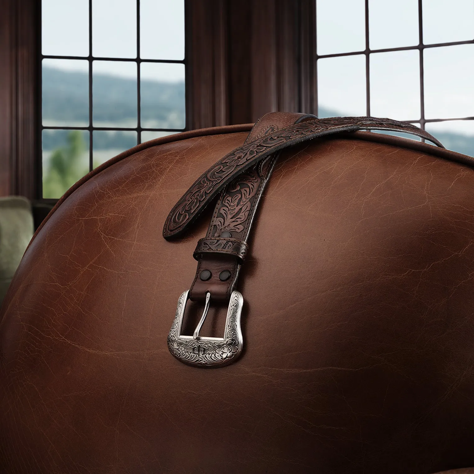 Tooled Tab Belt -STETSON