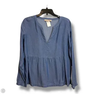 Top Long Sleeve Basic By Loft In Blue Denim, Size: M