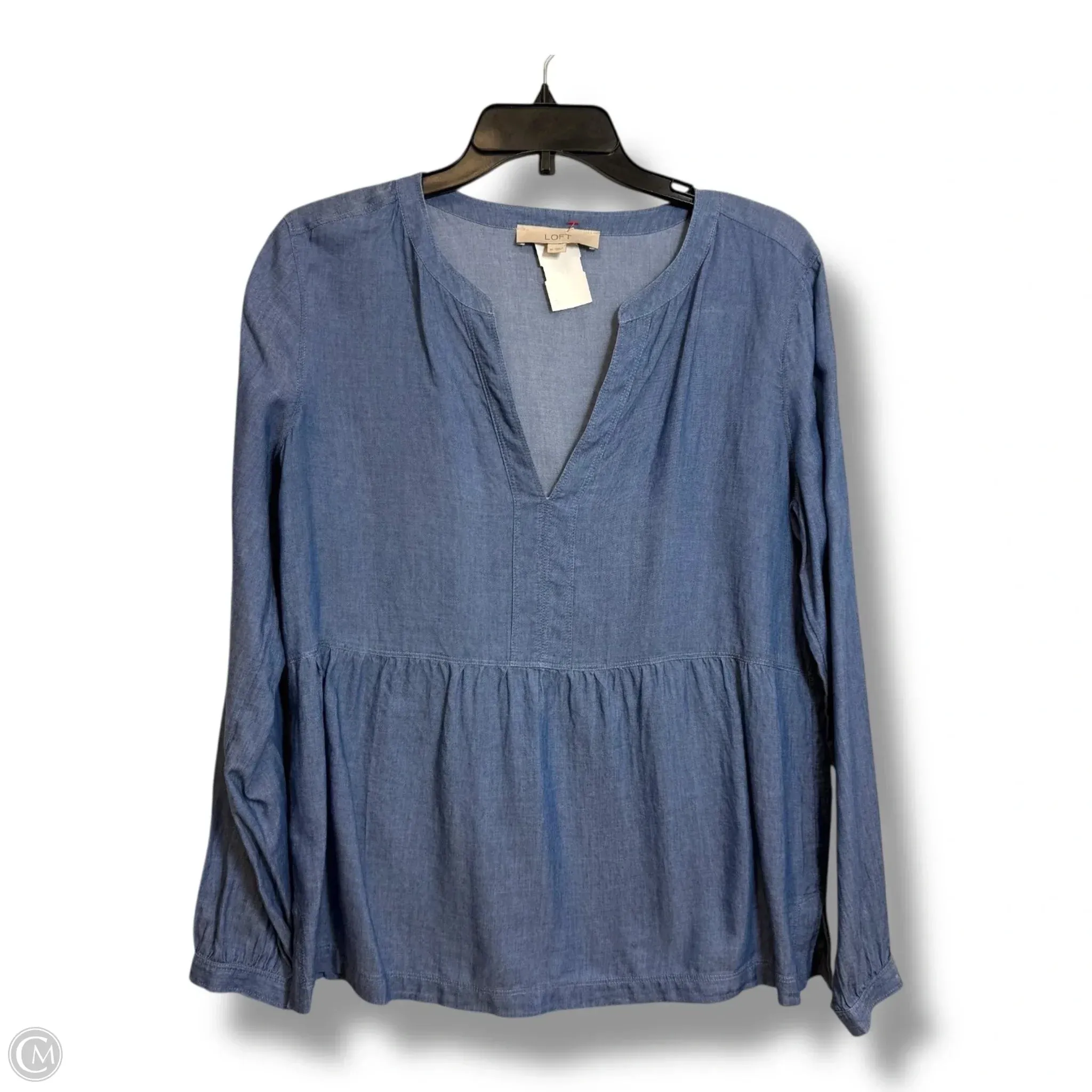 Top Long Sleeve Basic By Loft In Blue Denim, Size: M