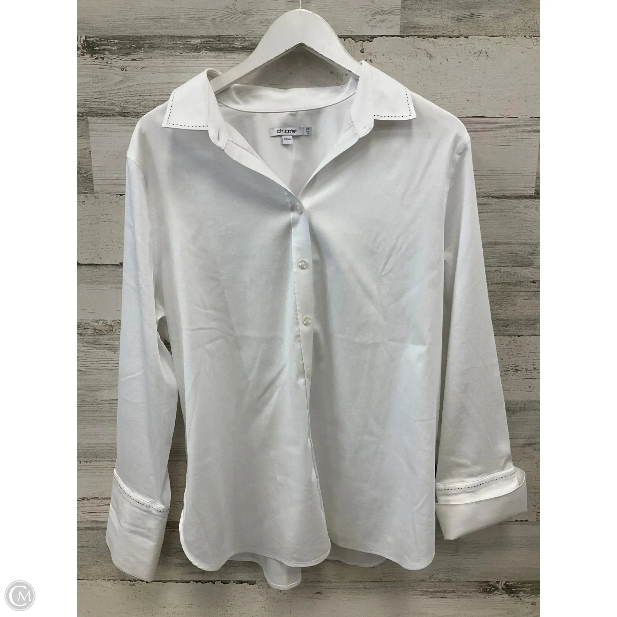 Top Long Sleeve By Chicos In White, Size: L