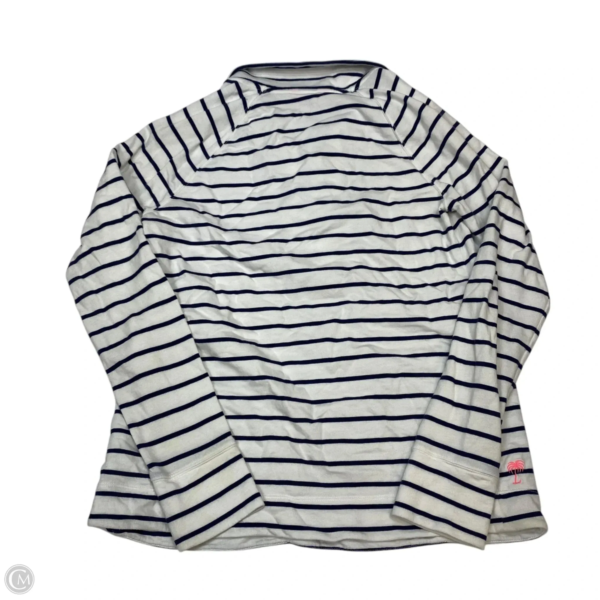 Top Long Sleeve Designer By Lilly Pulitzer In Blue & White, Size: S