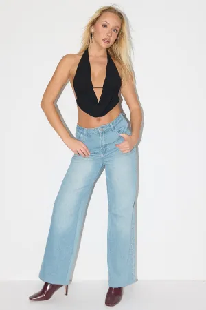 Trending Now Denim Grommet Low Rise Baggy Jeans Ally  Going Fast!