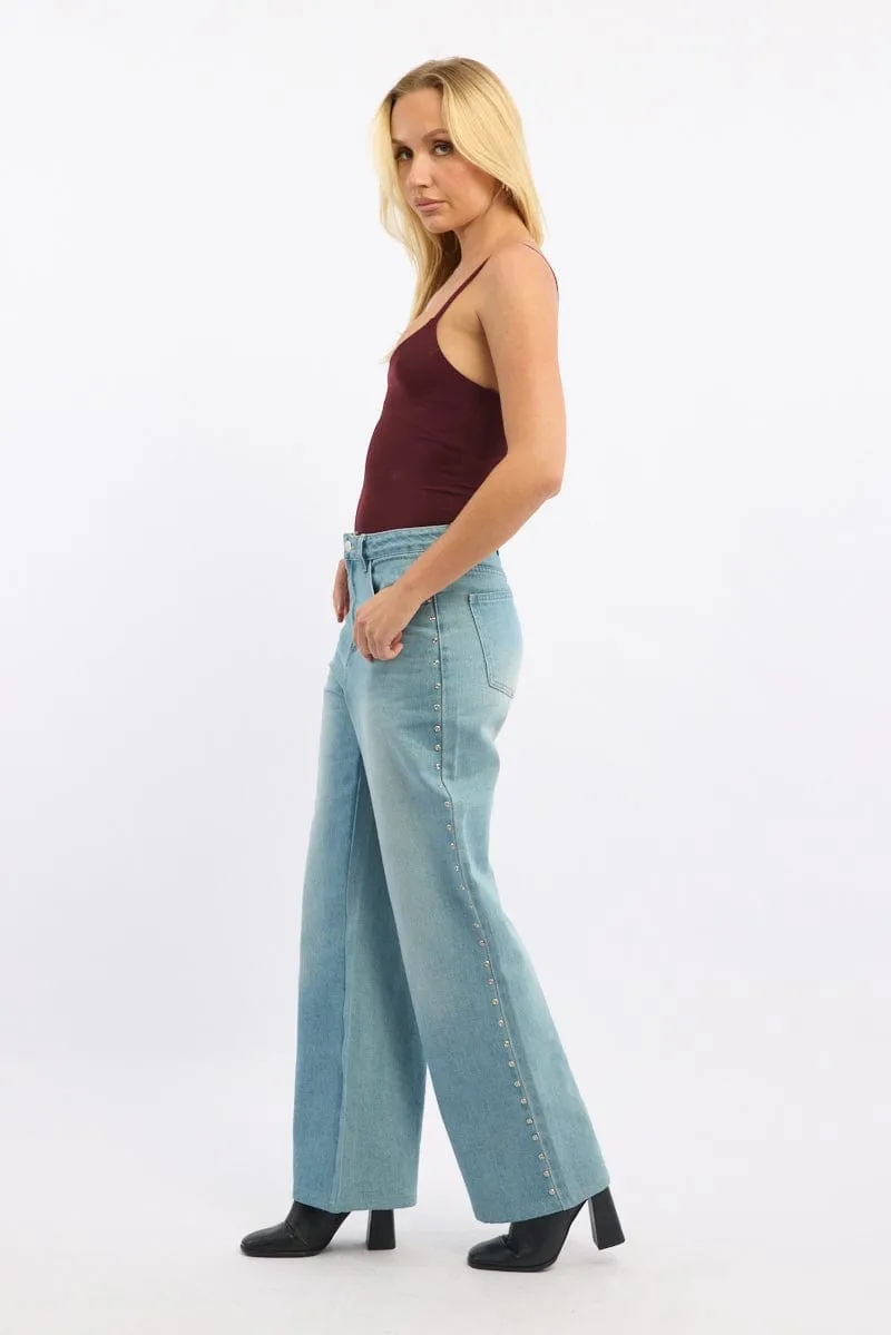 Trending Now Denim Grommet Low Rise Baggy Jeans Ally  Going Fast!