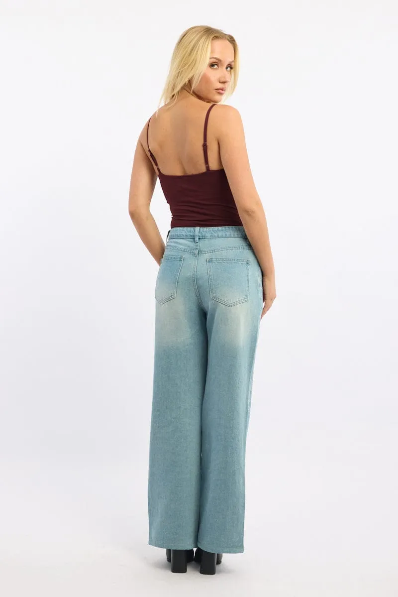 Trending Now Denim Grommet Low Rise Baggy Jeans Ally  Going Fast!