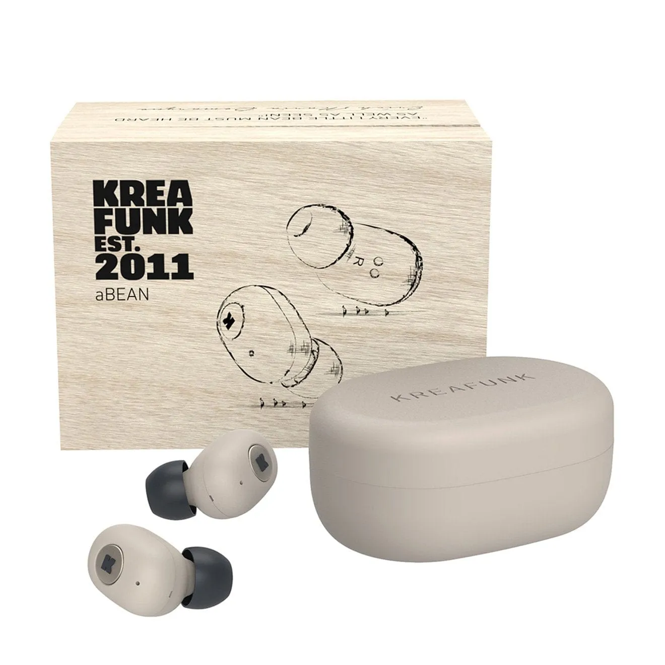 Trendy 2025 Kreafunk aBEAN Earphones Ivory Sand / Gold  Last Few Pieces!