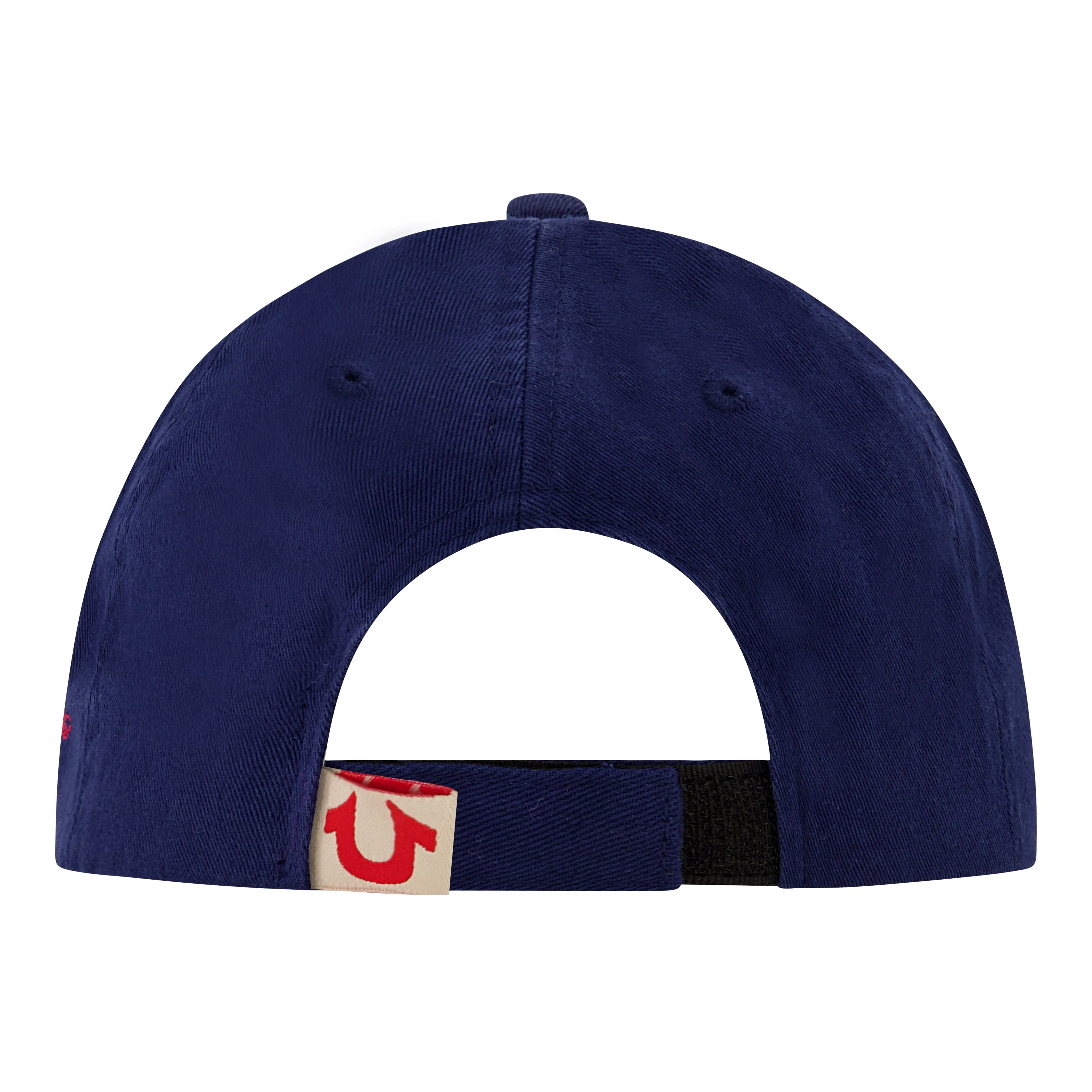True Religion Baseball Cap, 5 Panel Cotton Twill Kids Baseball Hat with Round Woven Patch Logo, Adjustable, Blue, One Size