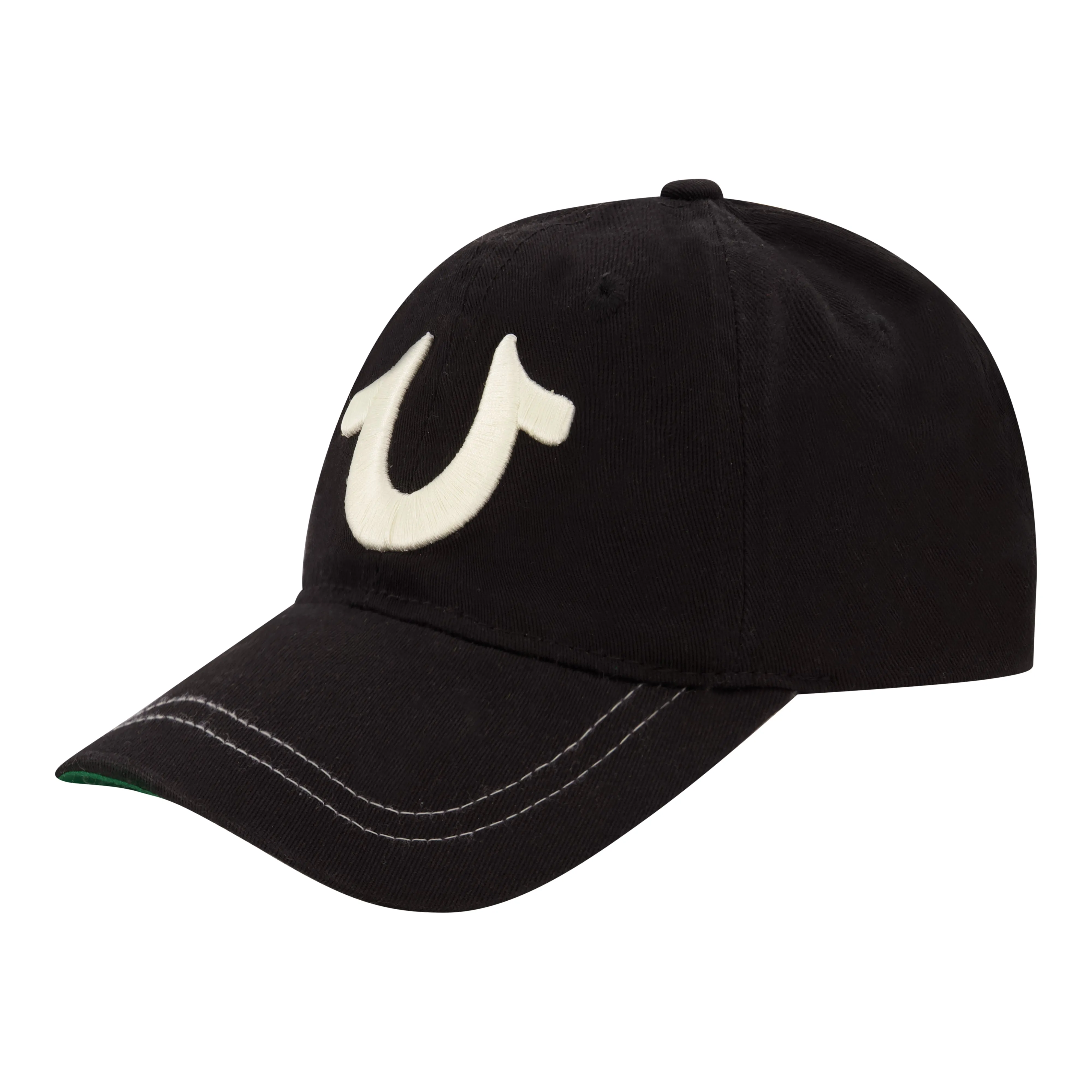 True Religion Cap, 5 Panel Cotton Twill Kids Baseball Hat with Horseshoe Logo, Adjustable Hook and Loop Closure