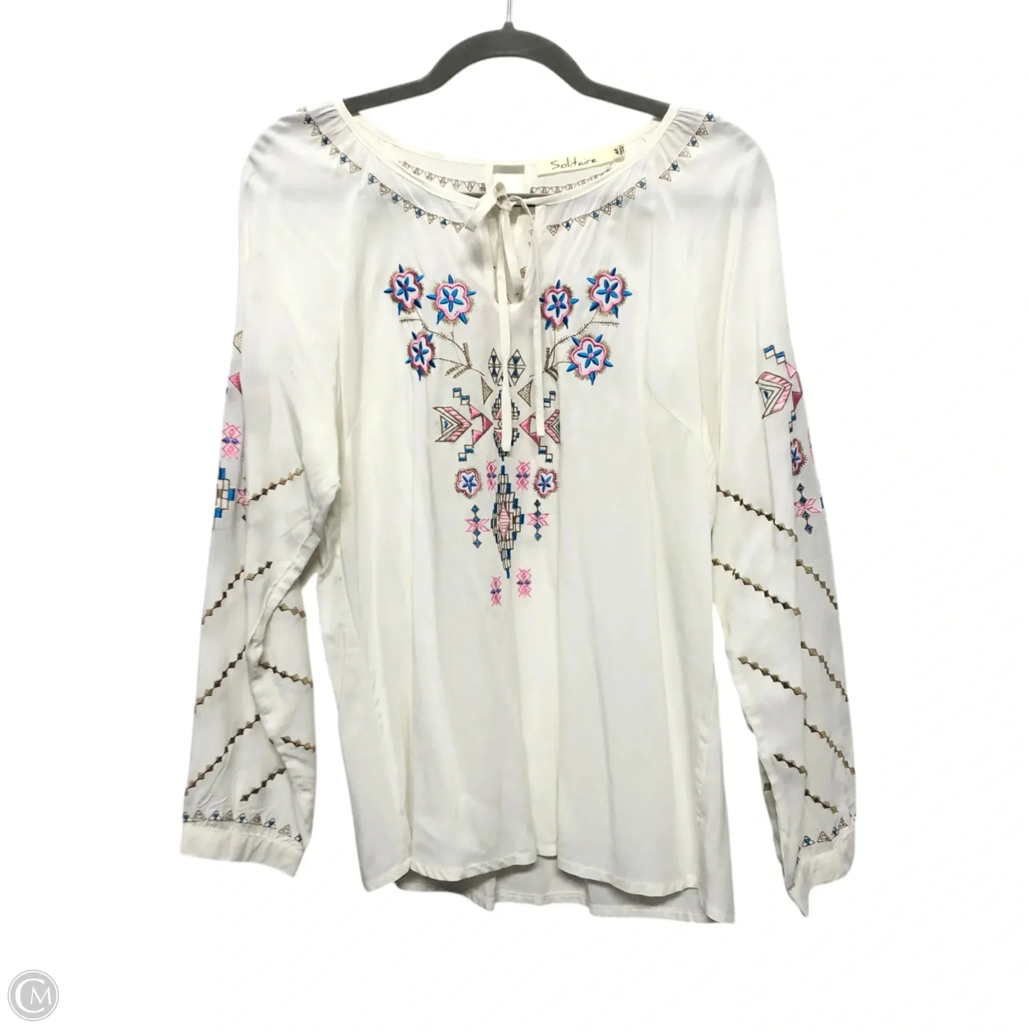 Tunic Long Sleeve By Solitaire In Ivory, Size: M