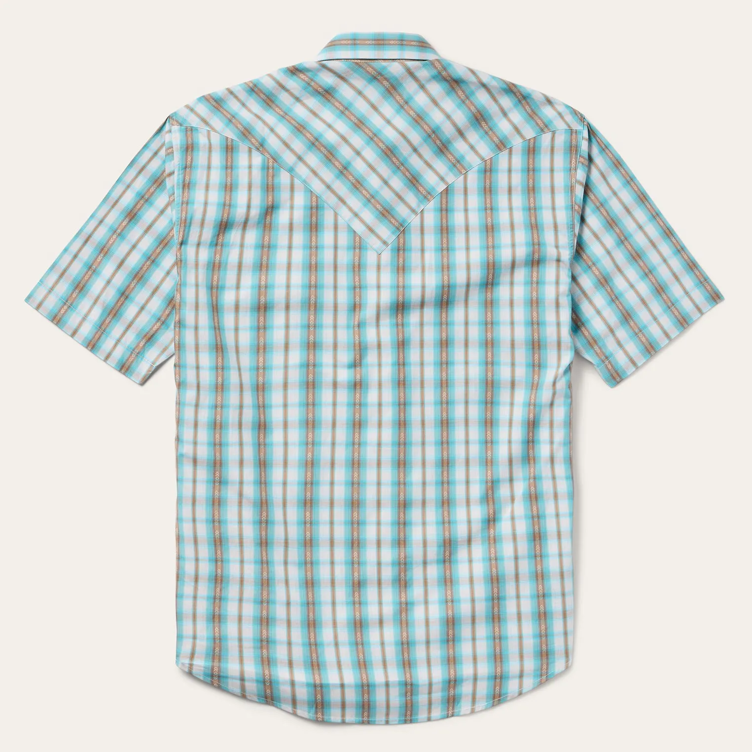 Turquoise Plaid Short-Sleeve Western Shirt -STETSON