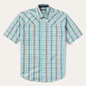 Turquoise Plaid Short-Sleeve Western Shirt -STETSON