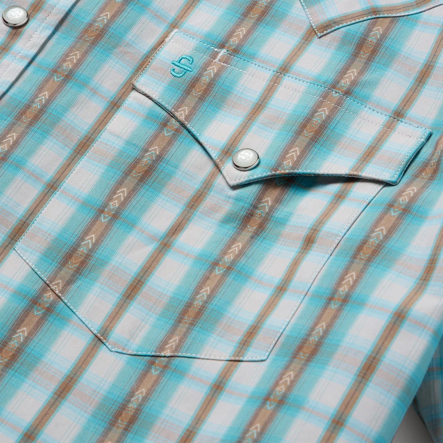 Turquoise Plaid Short-Sleeve Western Shirt -STETSON