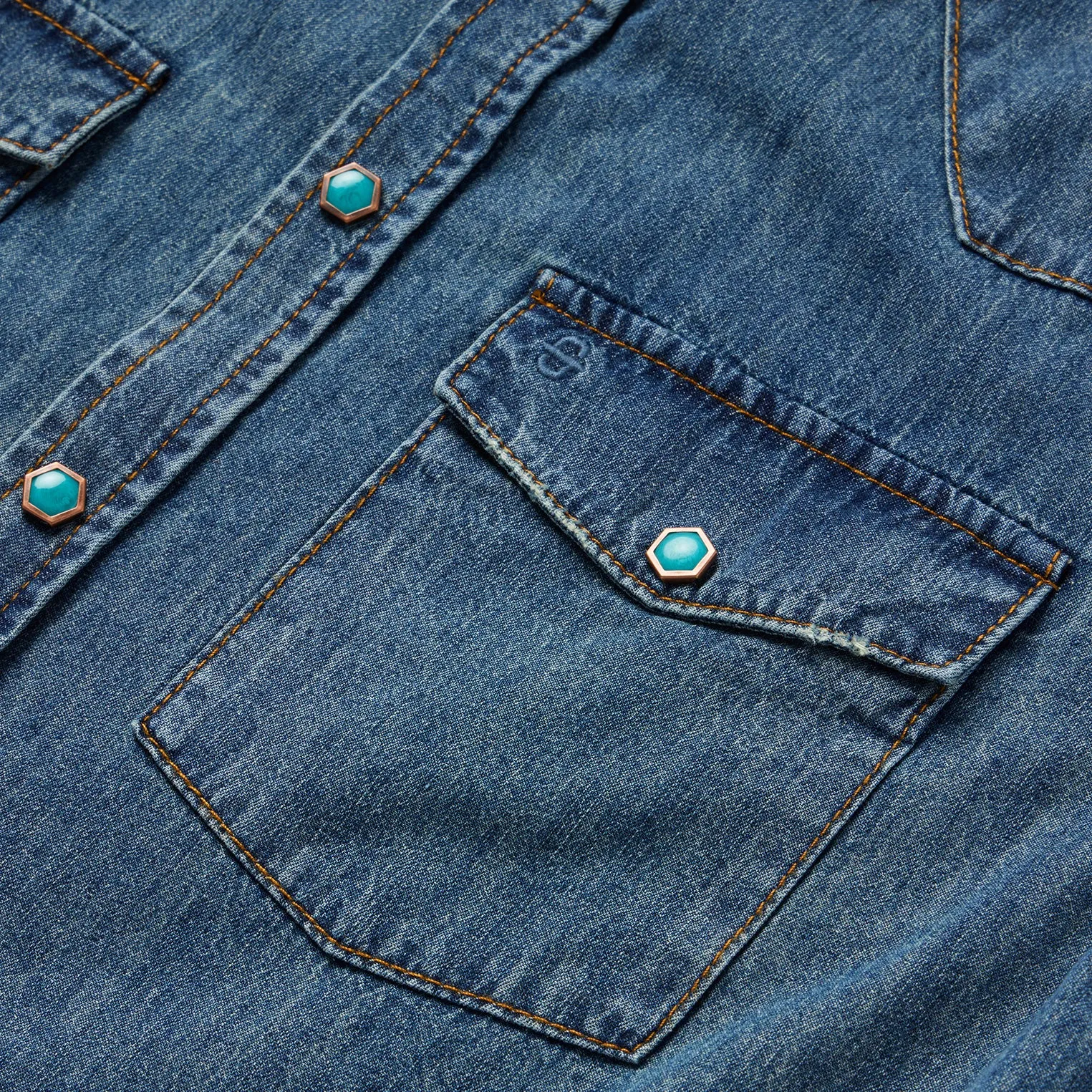 Turquoise Snap Lightweight Denim Shirt -STETSON