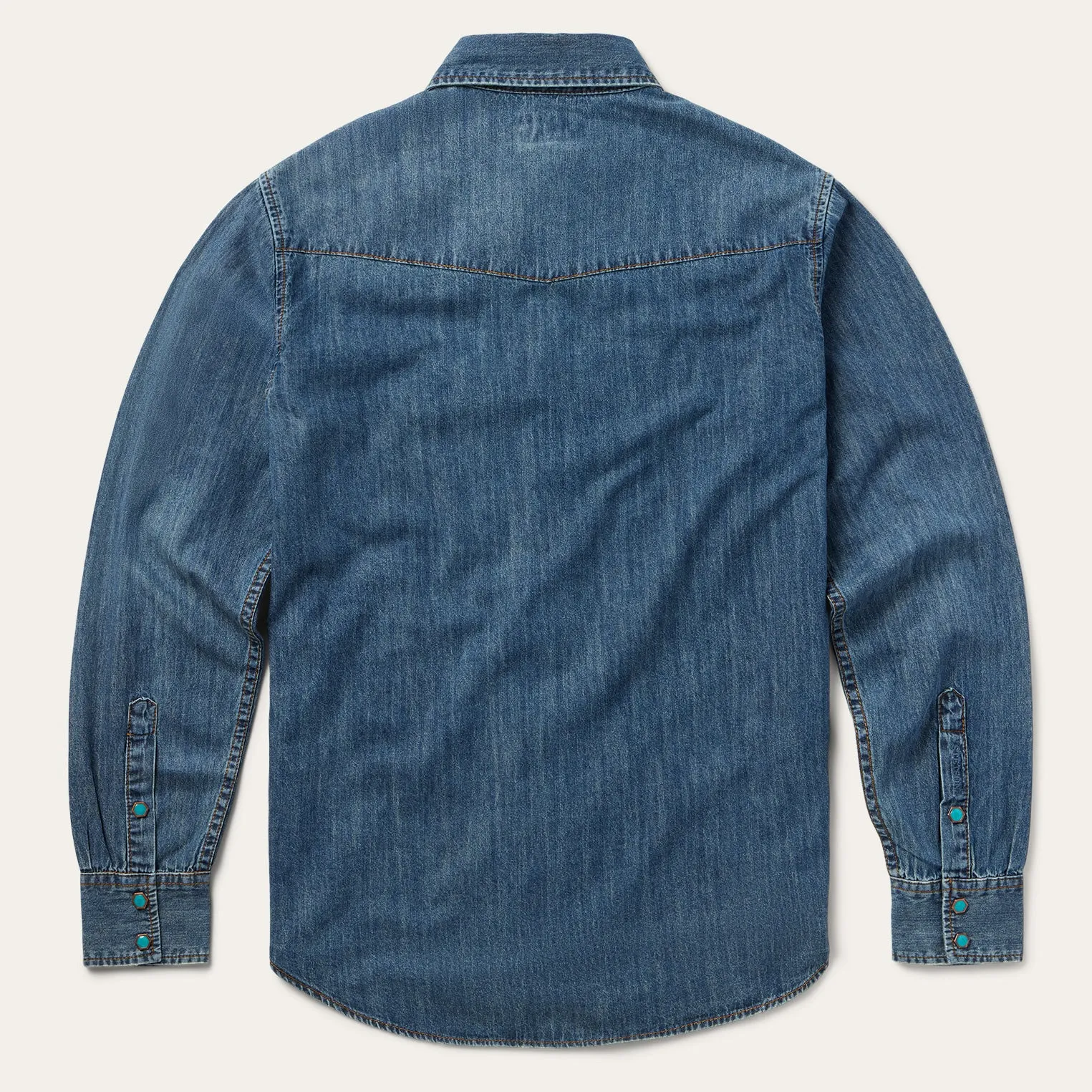 Turquoise Snap Lightweight Denim Shirt -STETSON