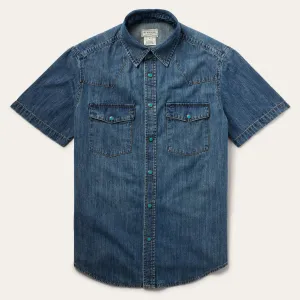 Turquoise Snap Short Sleeve Denim Shirt -STETSON
