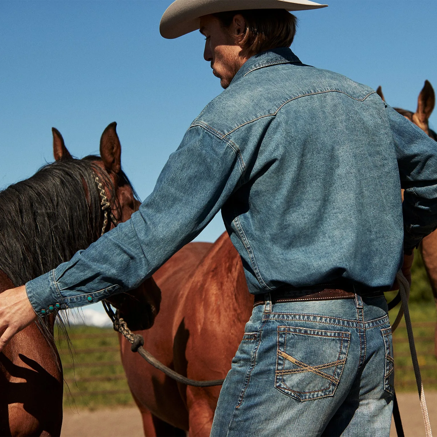 Turquoise Snap Western Denim Shirt -STETSON