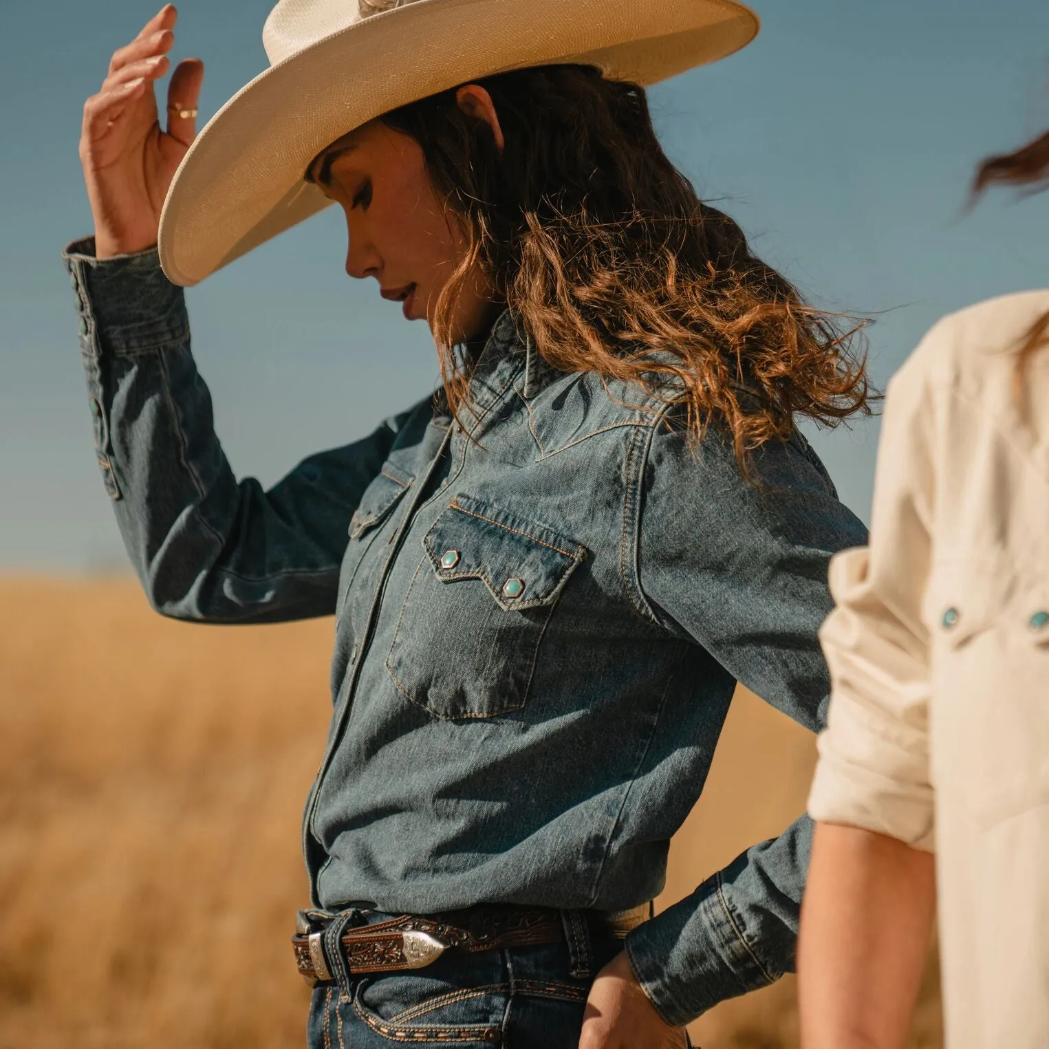 Turquoise Snap Western Denim Shirt -STETSON