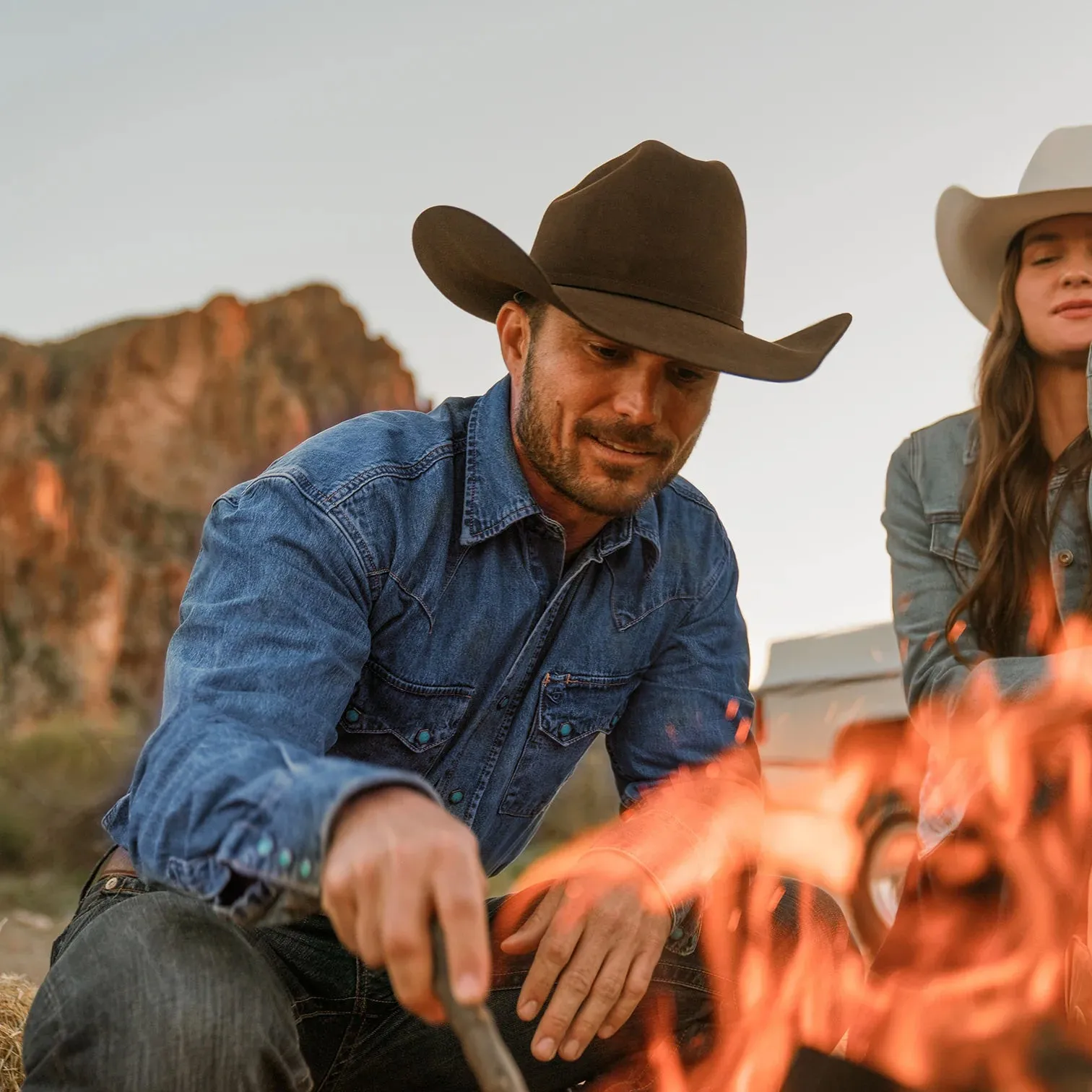 Turquoise Snap Western Denim Shirt -STETSON