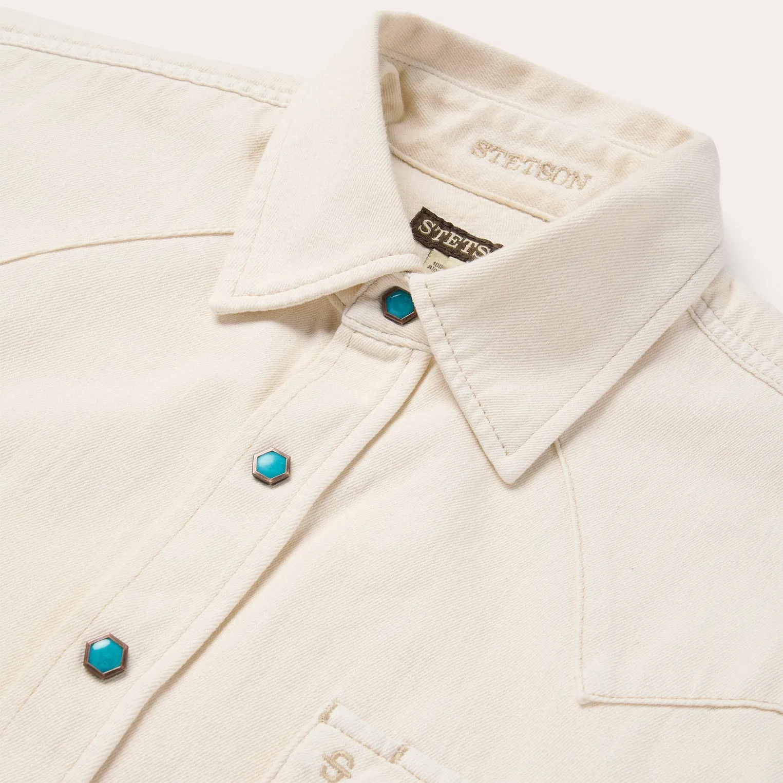 Turquoise Snap Western Denim Shirt -STETSON