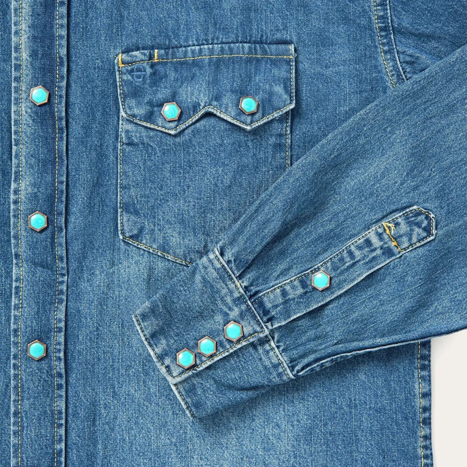 Turquoise Snap Western Denim Shirt -STETSON