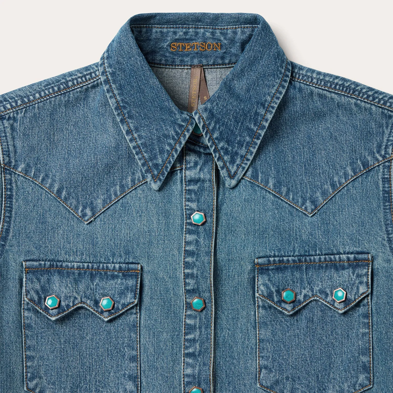 Turquoise Snap Western Denim Shirt -STETSON