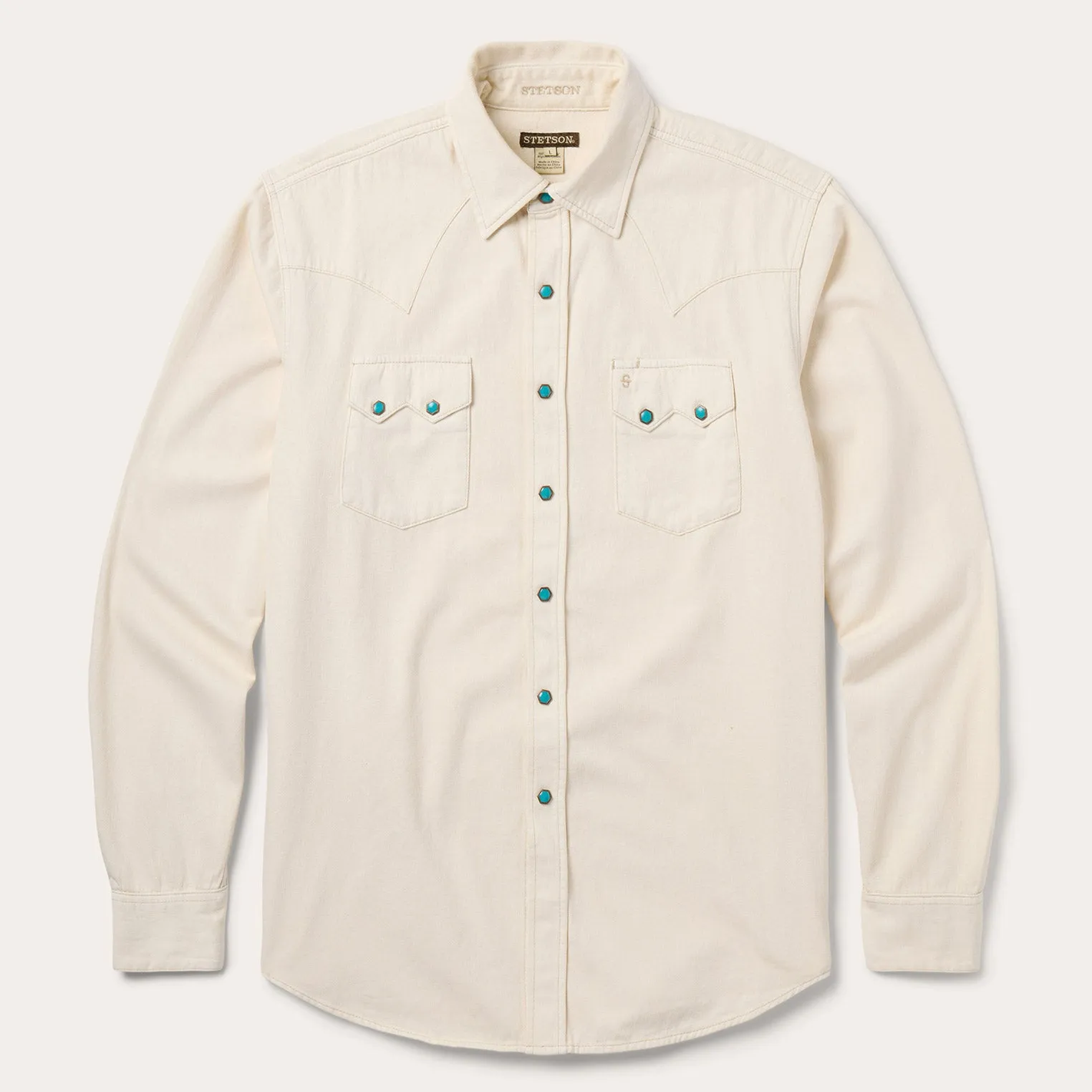 Turquoise Snap Western Denim Shirt -STETSON
