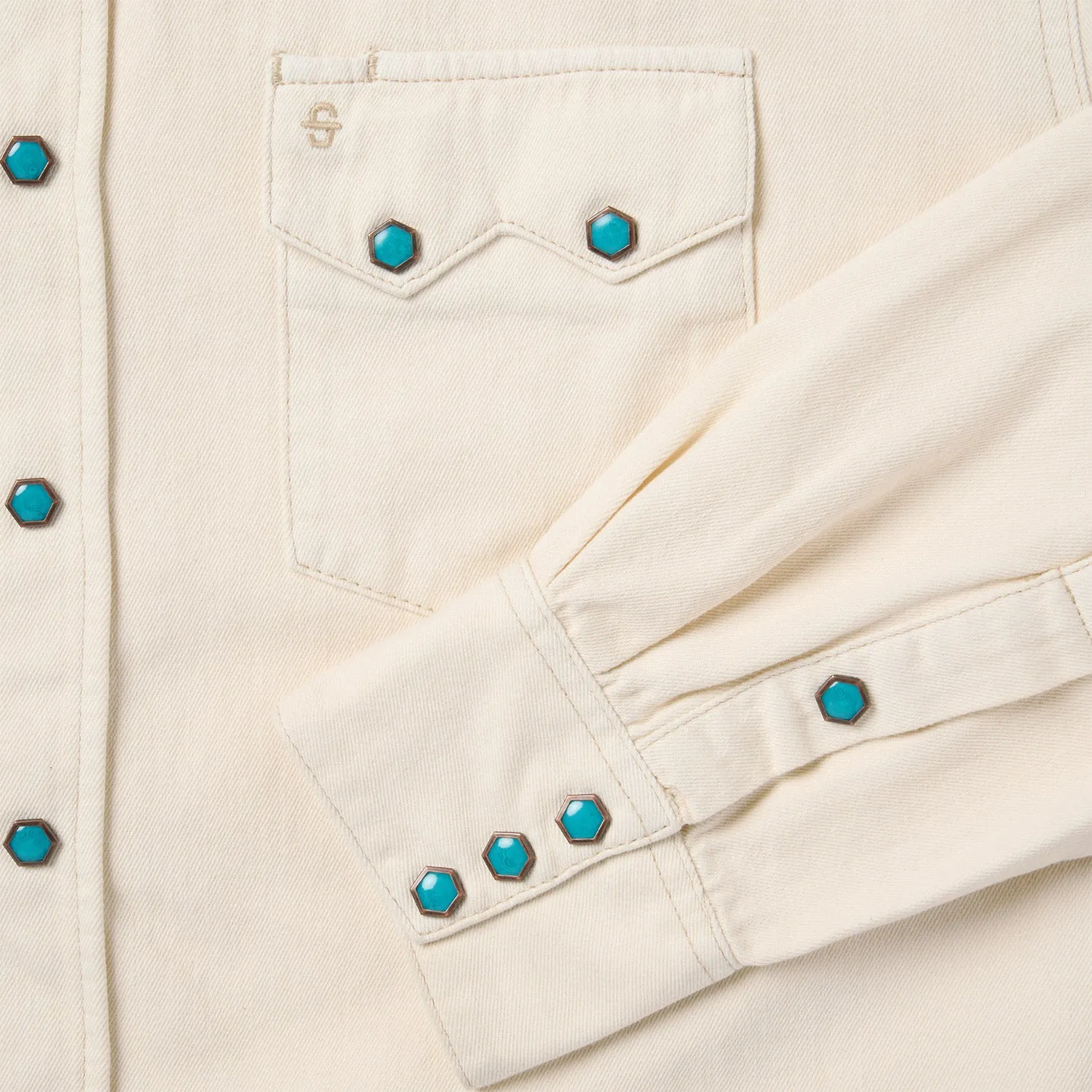 Turquoise Snap Western Denim Shirt -STETSON