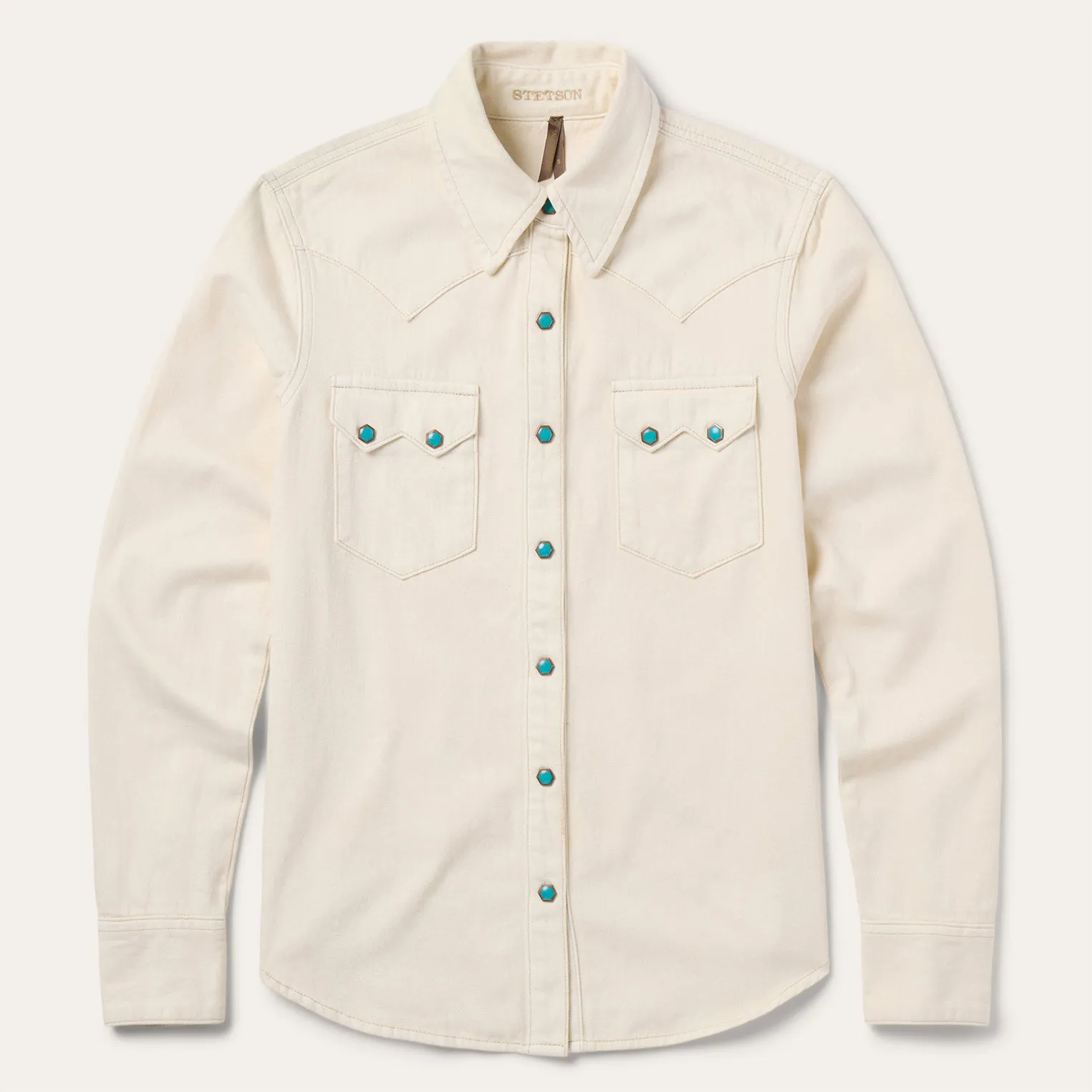 Turquoise Snap Western Denim Shirt -STETSON