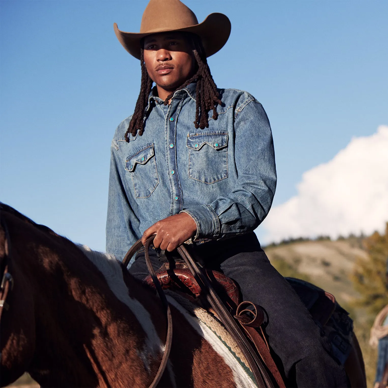 Turquoise Snap Western Denim Shirt -STETSON