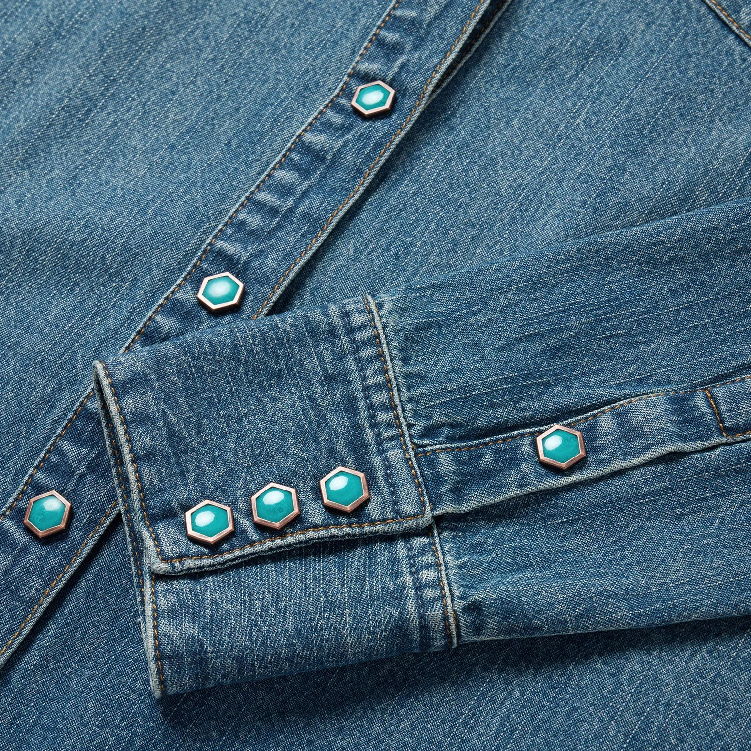 Turquoise Snap Western Denim Shirt -STETSON