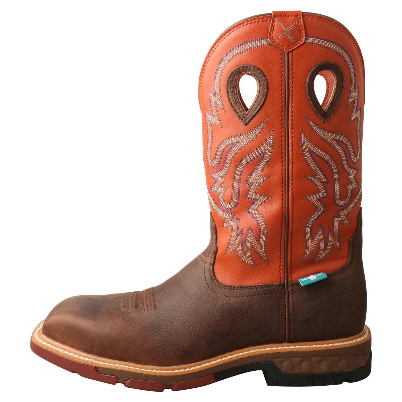 Twisted X Men's Nano Safety Toe Pull-On Work Boots-Brown/Orange