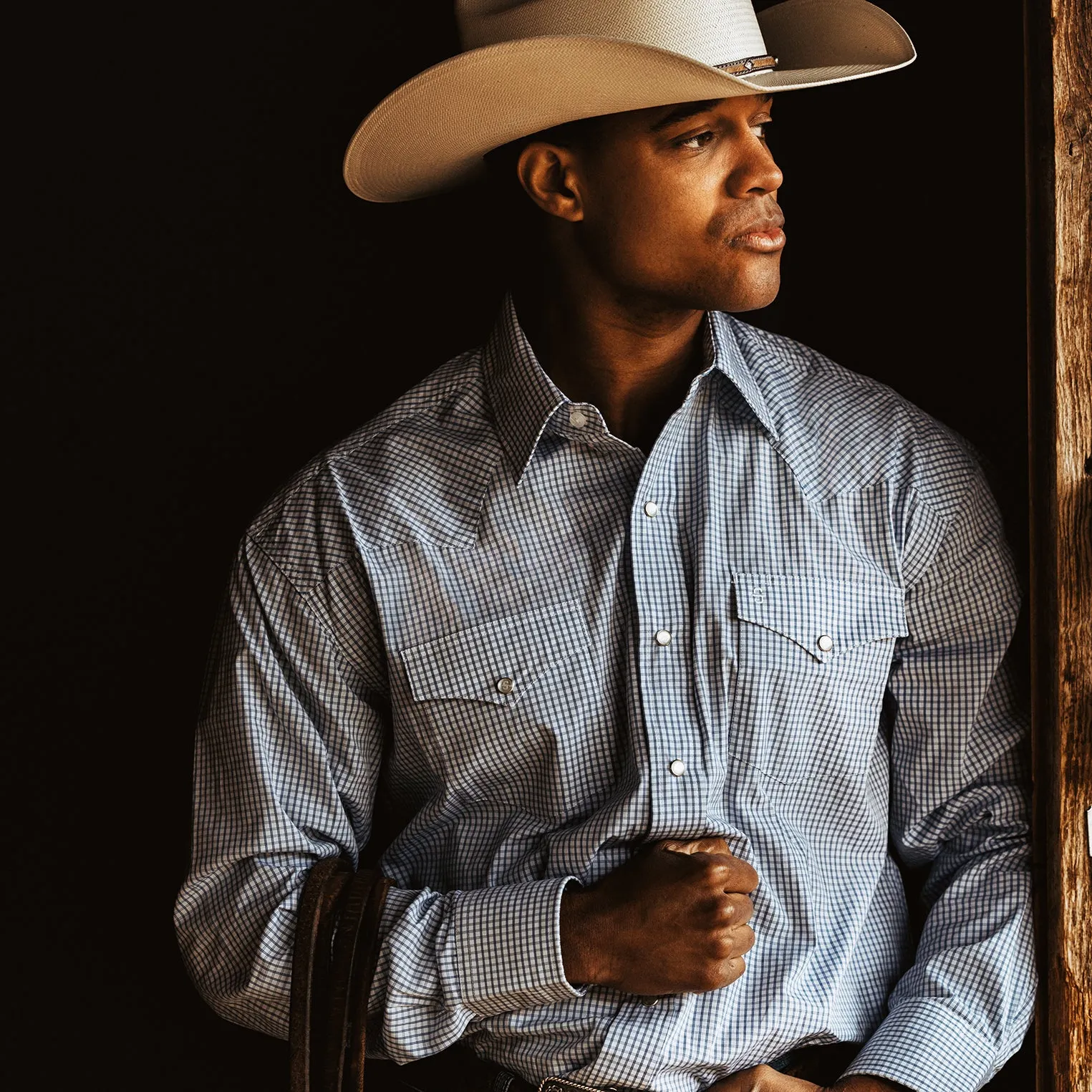 Two Stripe Check Western Shirt -STETSON