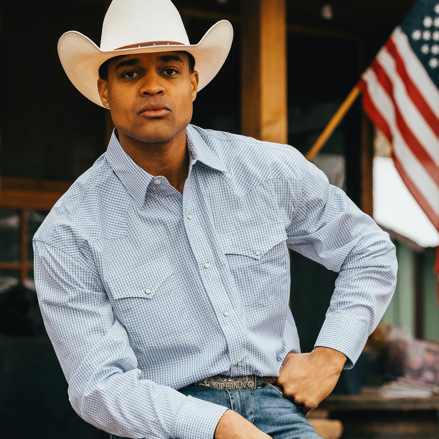 Two Stripe Check Western Shirt -STETSON
