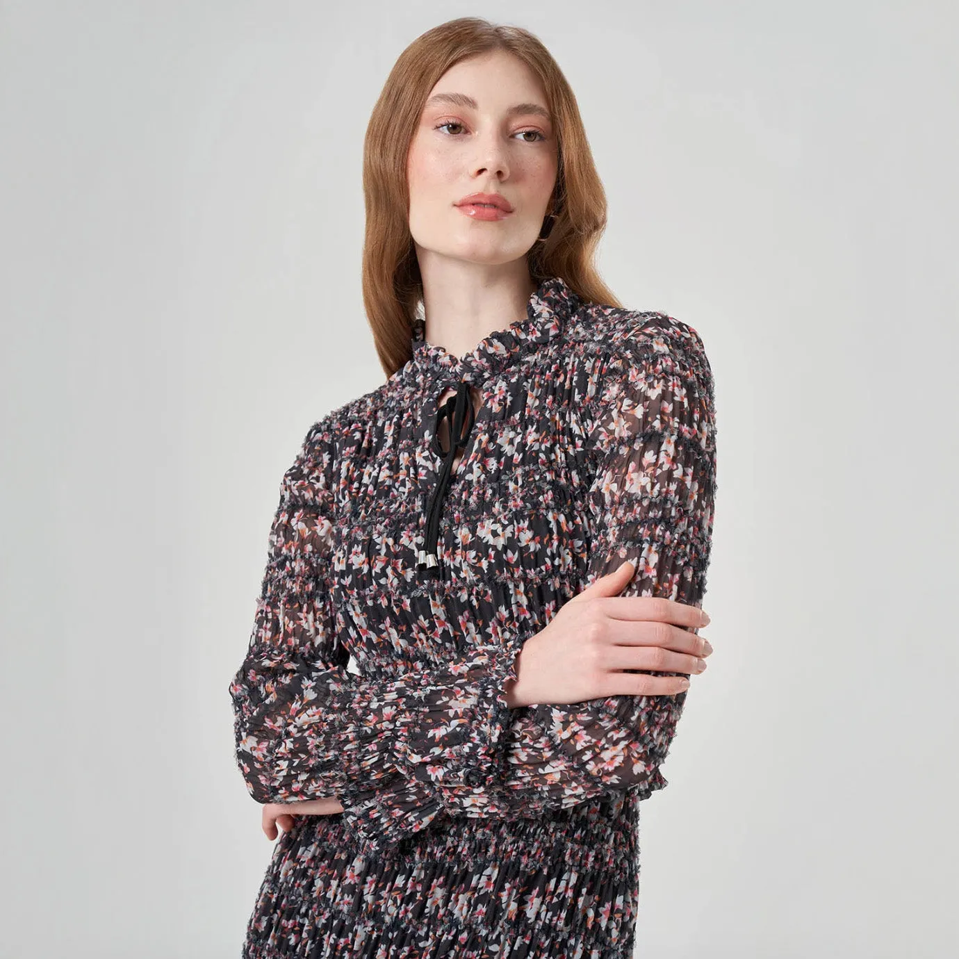 VIP Favorite Long Sleve Printed Midi Dress  Last Chance!