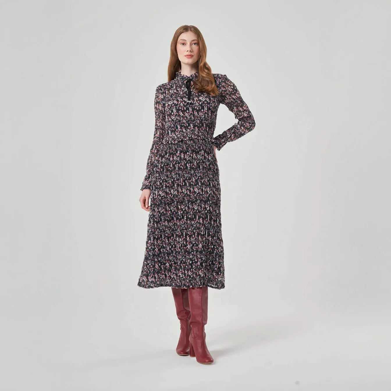 VIP Favorite Long Sleve Printed Midi Dress  Last Chance!