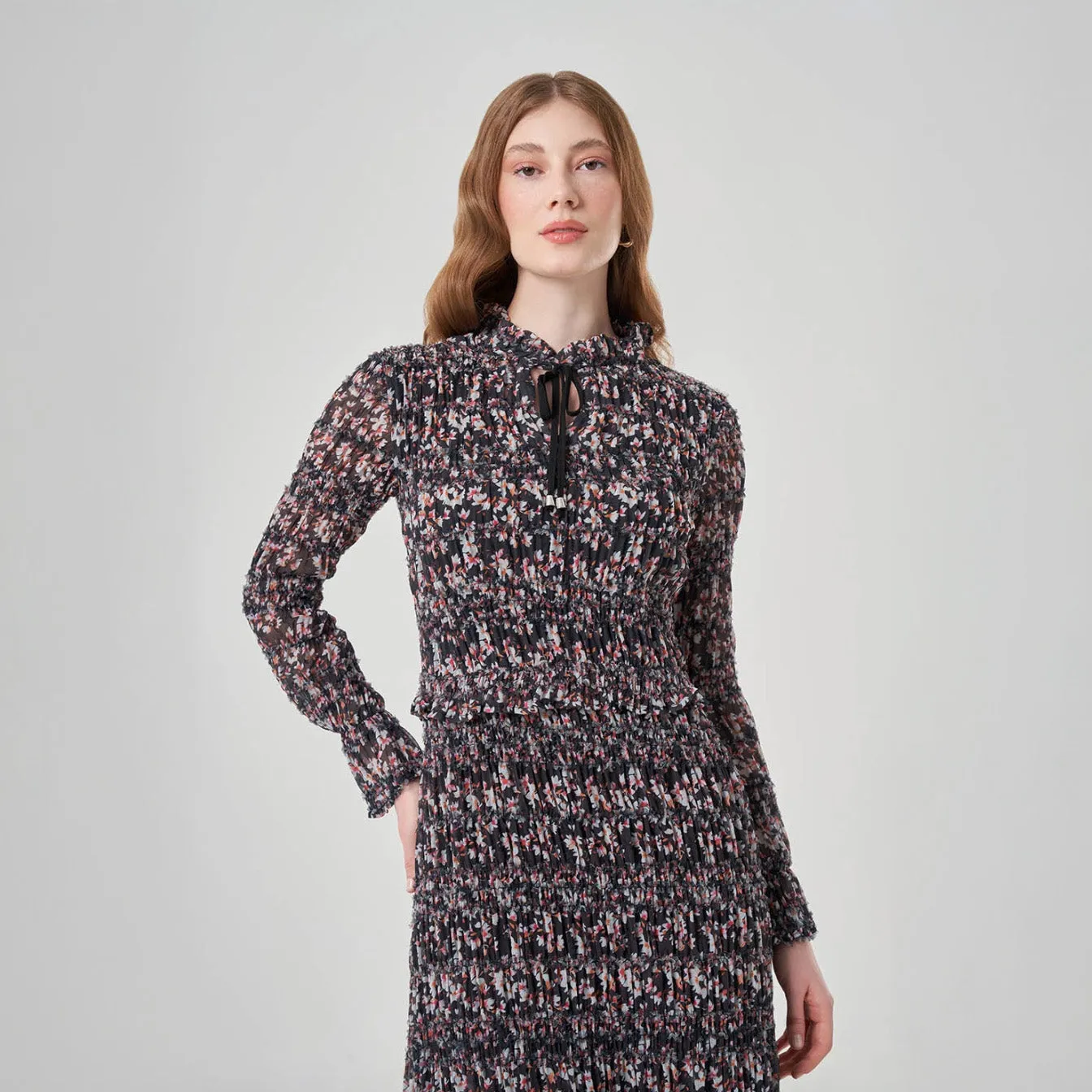 VIP Favorite Long Sleve Printed Midi Dress  Last Chance!