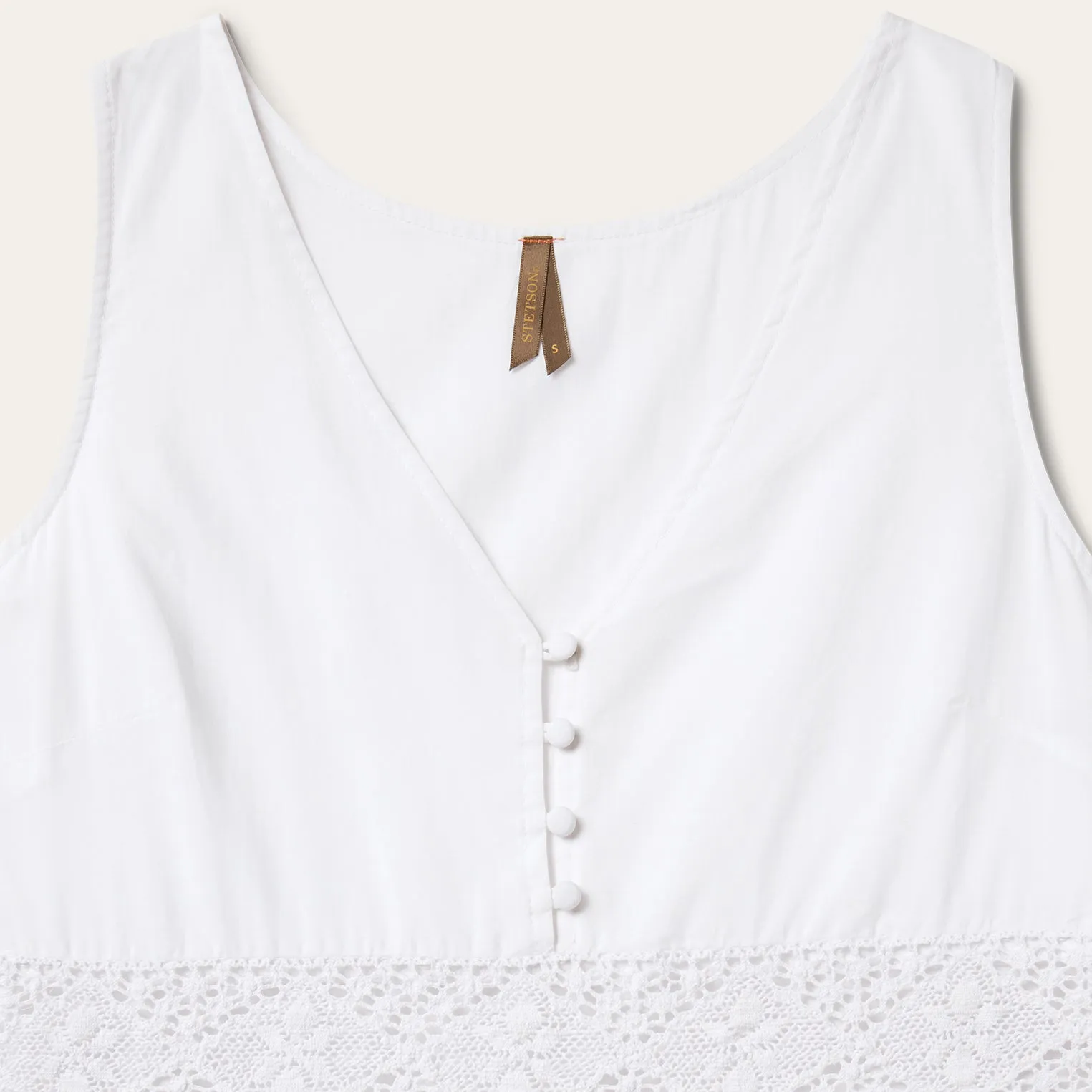 White Cotton Lawn Sleeveless Dress -STETSON