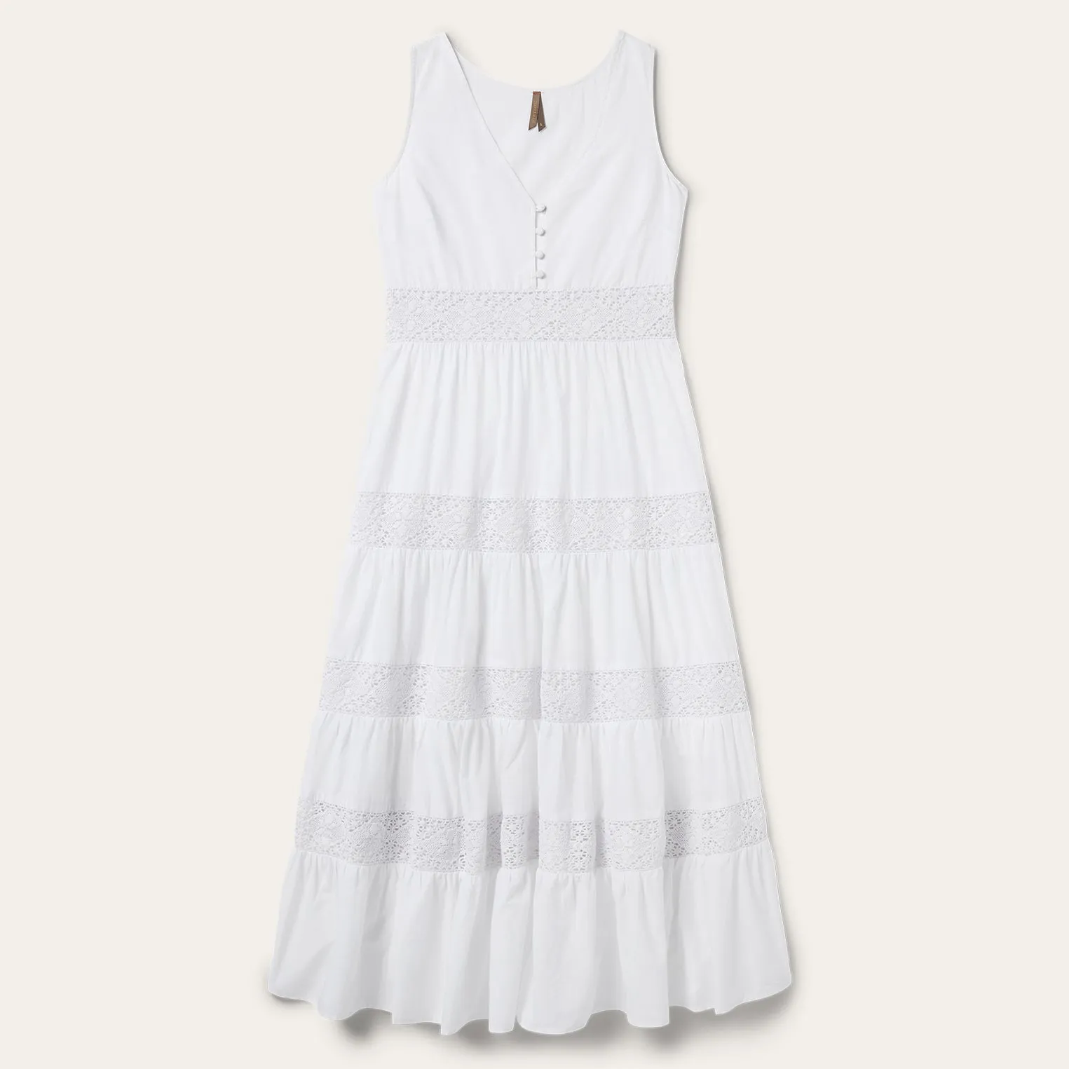 White Cotton Lawn Sleeveless Dress -STETSON