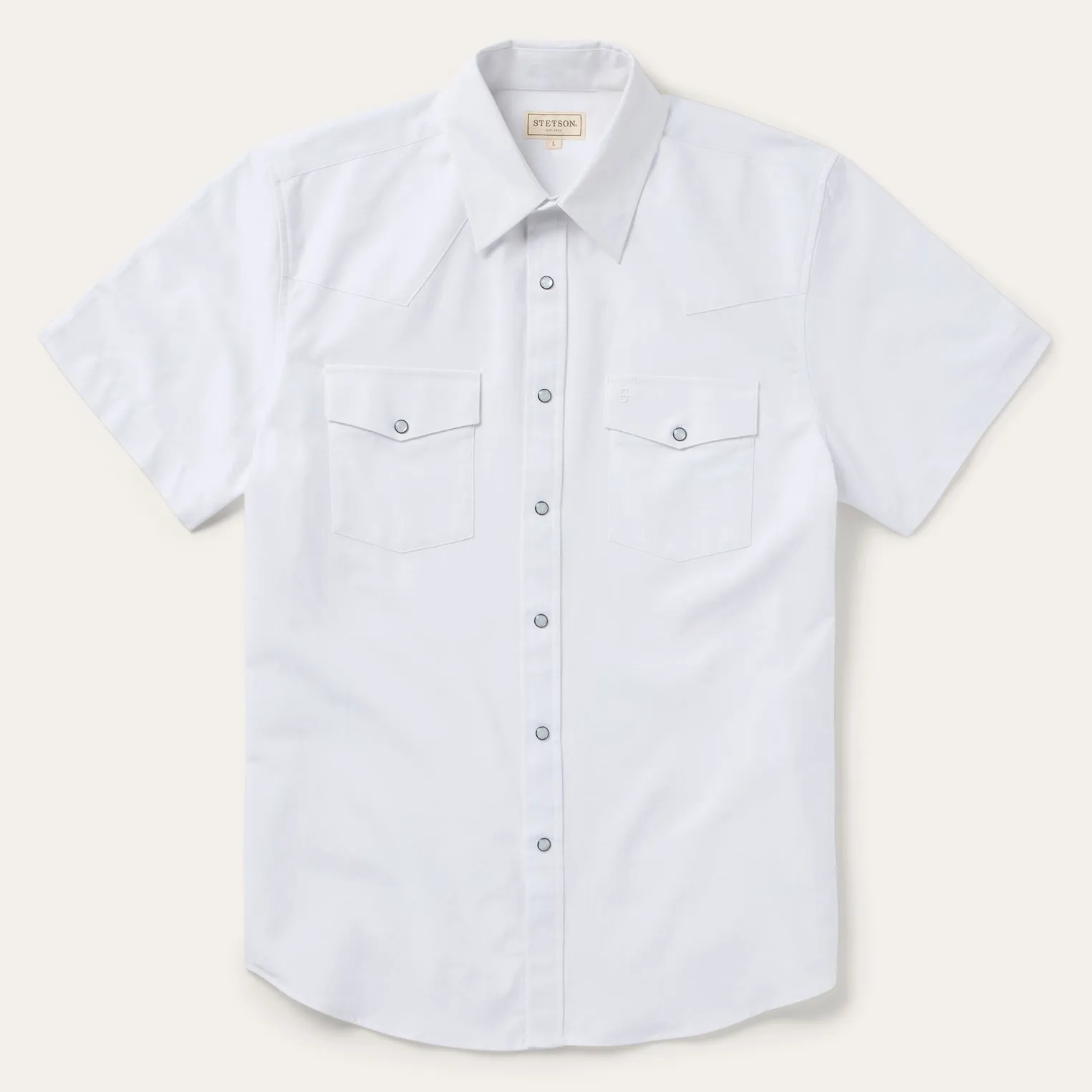 White Oxford Short Sleeve Western Shirt -STETSON