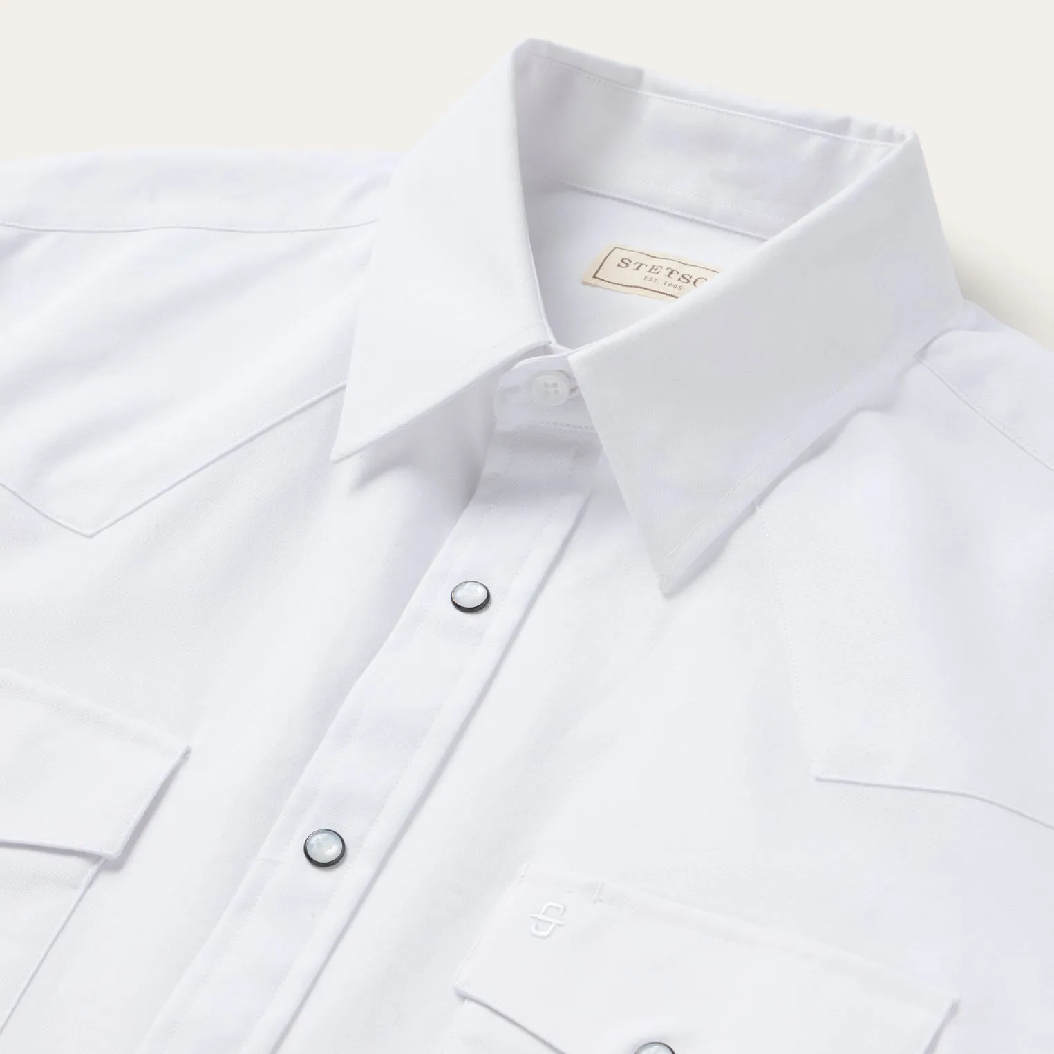 White Oxford Short Sleeve Western Shirt -STETSON
