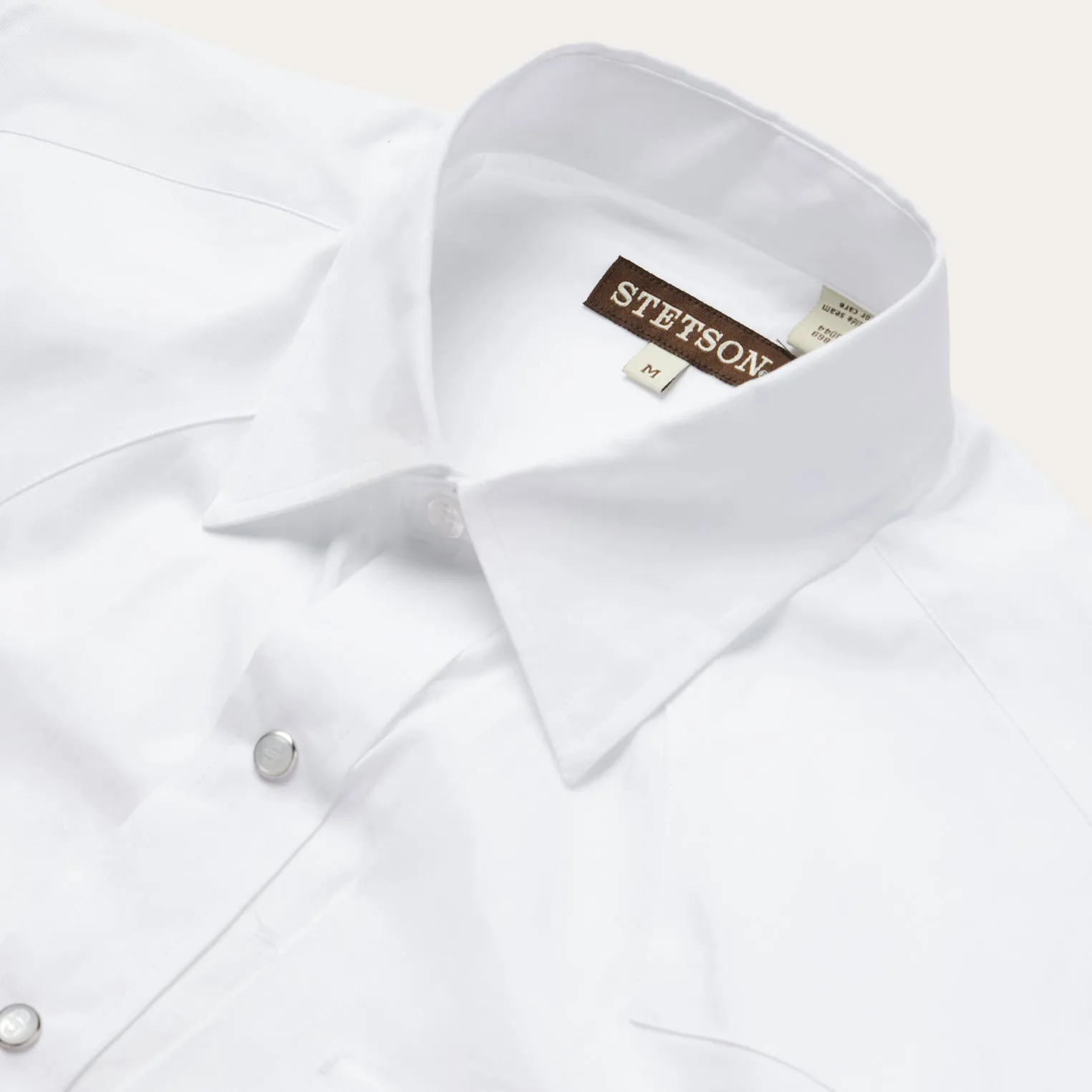 White Pinpoint Oxford Western Shirt -STETSON