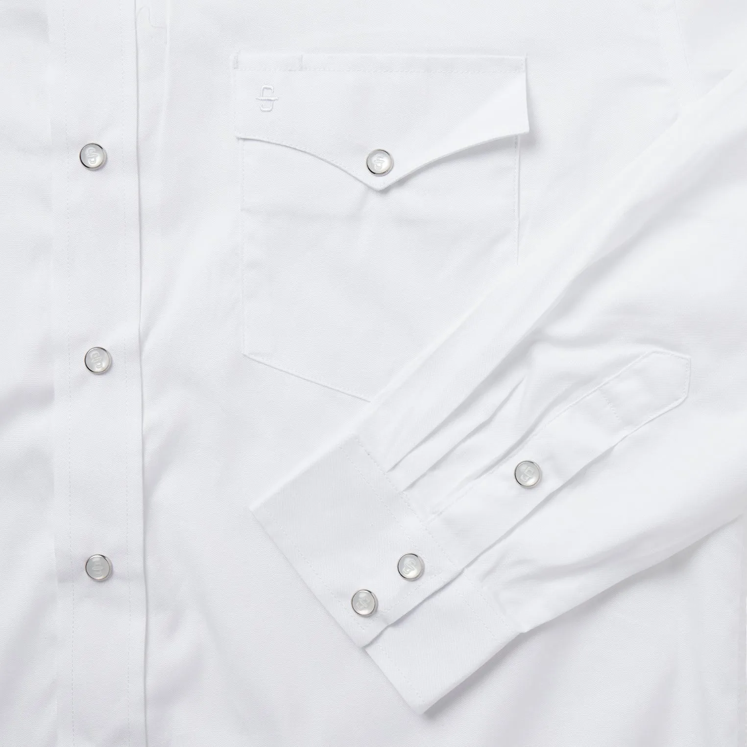 White Pinpoint Oxford Western Shirt -STETSON