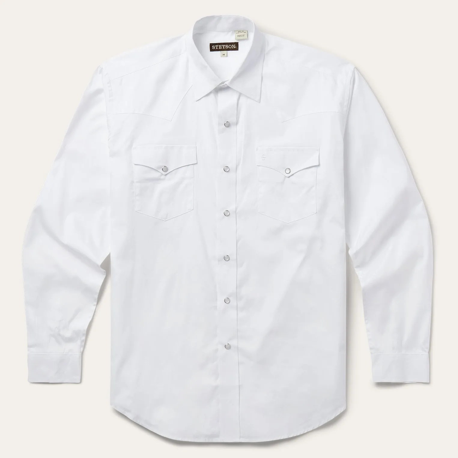 White Pinpoint Oxford Western Shirt -STETSON
