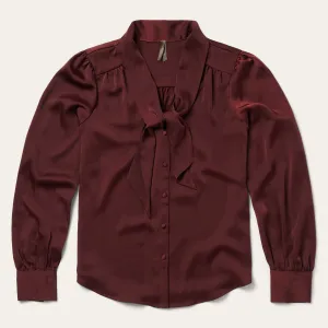 Wine Satin Blouse -STETSON