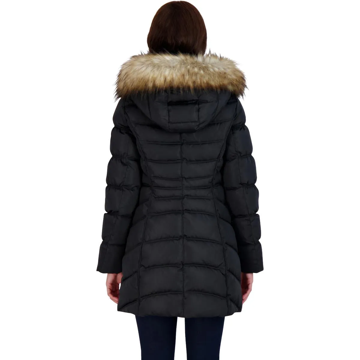 Womens Slimming Faux Fur Puffer Jacket