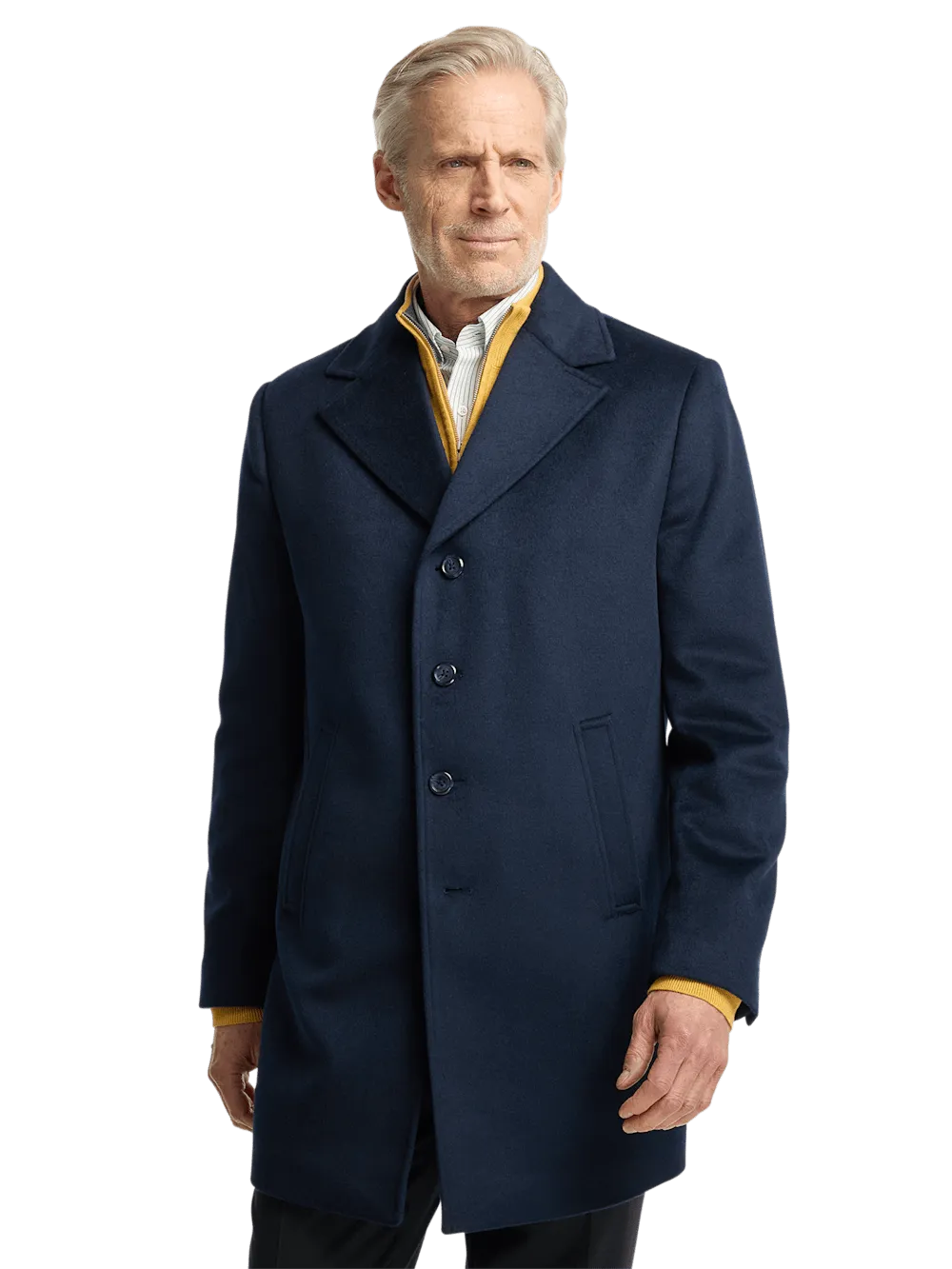 Wool Blend Topcoat - Navy