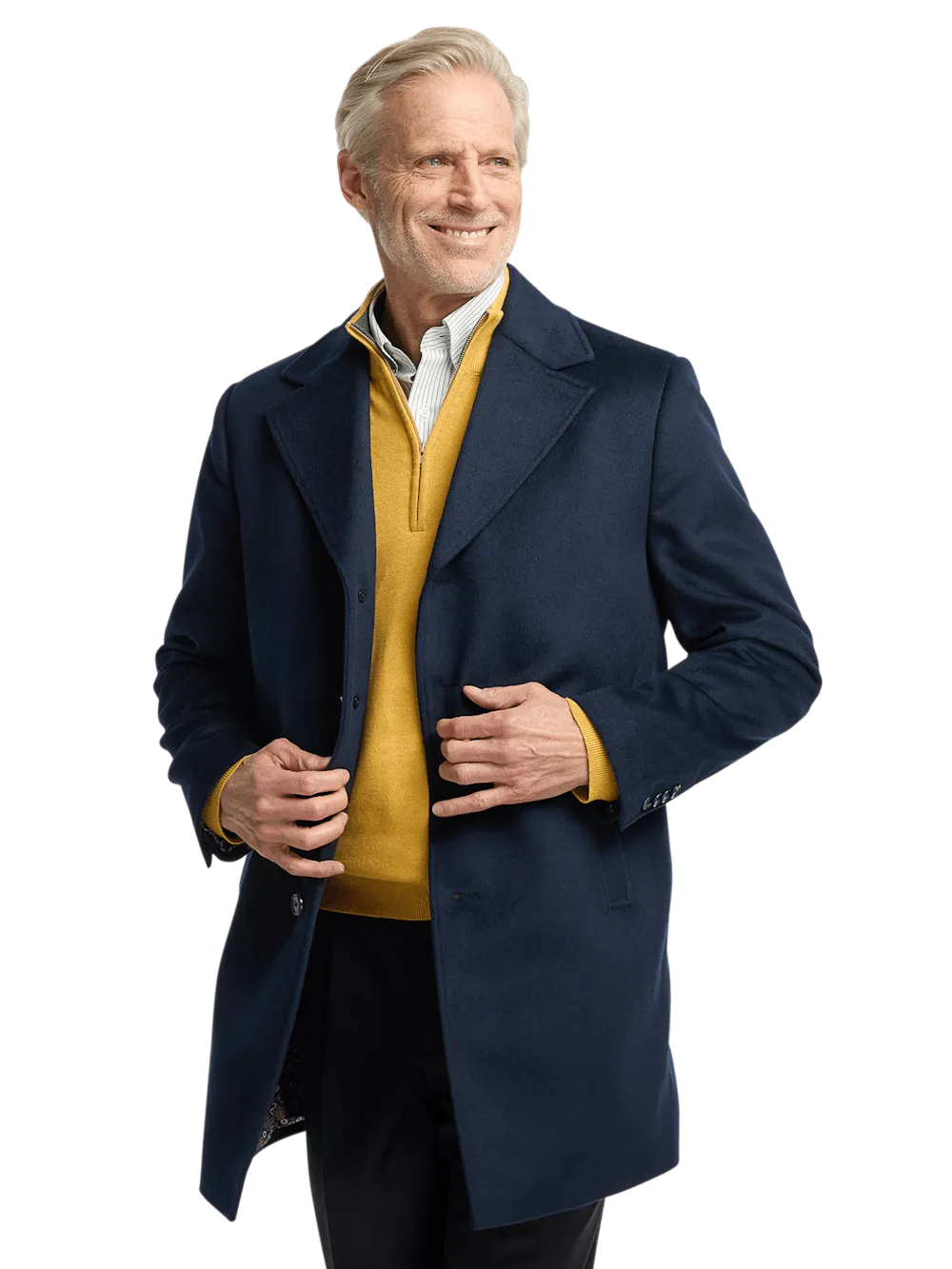 Wool Blend Topcoat - Navy
